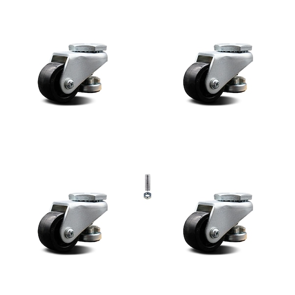 Service Caster Nylon Swivel TS Caster w/2" Black Wheel and M8 x 1.75mm x 18mm Stems, 4PK SCC-TSLV20S50-NYR-220-ZC-4 - main